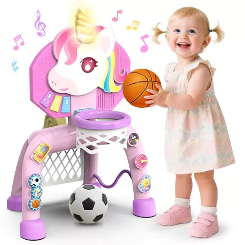 POPERFUN Basketballkorb und Fußballtor für Kinder – ideales Geschenk für Mädchen