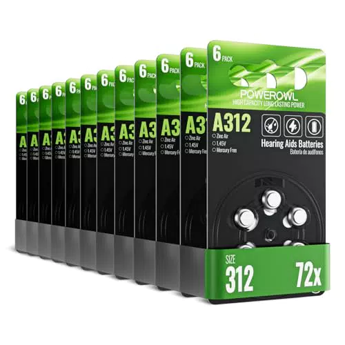 POWEROWL Hörgerätebatterien Typ 312 P312 PR41 für Hörgeräte und Hörverstärker