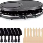 Raclette Set mit antihaftbeschichtetem Tischgrill, Pfännchen und Schaber