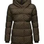 Ragwear Damen Wintermantel Niara Print – Langer Steppmantel mit Kapuze, wasserdicht