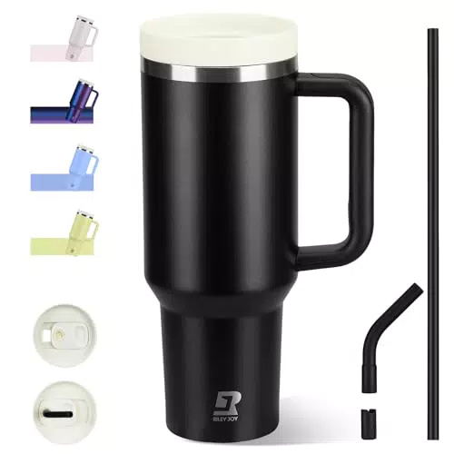 Riley Joy Thermobecher mit Strohhalm und Griff, Vakuum-Isoliert, BPA-frei