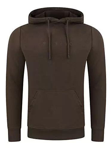 riverso Herren Kapuzenpullover RIVErik Hoodie Sweatshirt Pullover Logo Kapuze Kängurutaschen Regular Einfarbig Baumwolle Beige 4XL