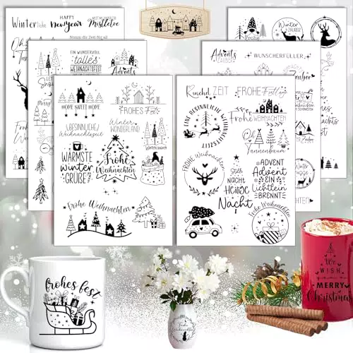 Rub On Sticker Weihnachten – Transferaufkleber für Möbel, Glas, Holz & DIY Deko
