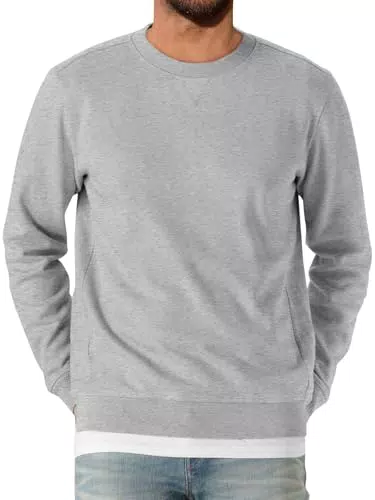 Runcati Herren Sweatshirt Langarm Rundhals Pullover Basic Freizeit Sport