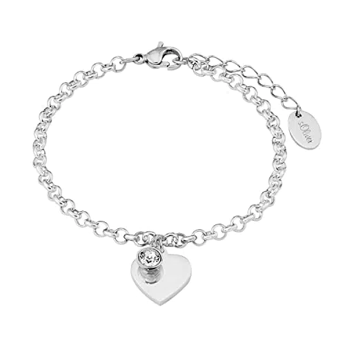 s.Oliver Armband Edelstahl Damen mit Kristall Herz, Schmuck Geschenk Box