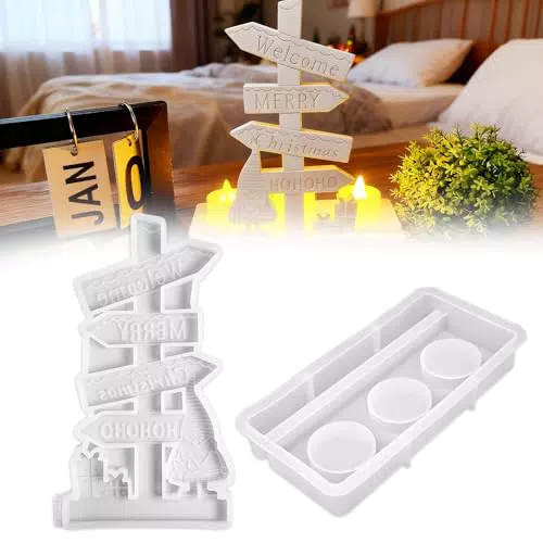 Silikonformen Weihnachten Haus mit Kerzenhalter – Gießform für DIY Duftkerzen