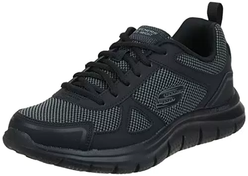 Skechers Herren Track Bucolo Sneakers, Black Leather Mesh Trim