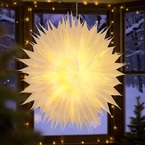 Sky Angle 3D Weihnachtsstern Papierstern mit Beleuchtung und Timer für Fenster