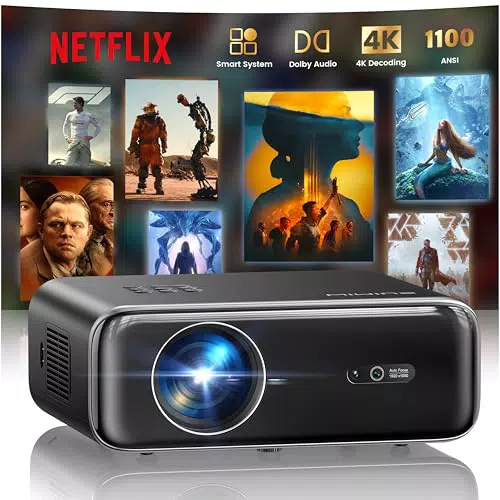 Smart Beamer WiMi00 4K LED Projektor mit Netflix, Dolby Audio, WiFi & Bluetooth
