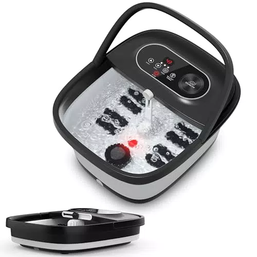 Snailax Fußbad mit Massage, Heizung, Shiatsu-Rollen und Timer, faltbar elektrisch