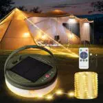 Solar Camping Lichterkette – Wasserdicht, aufrollbar, solar & USB, mit Fernbedienung