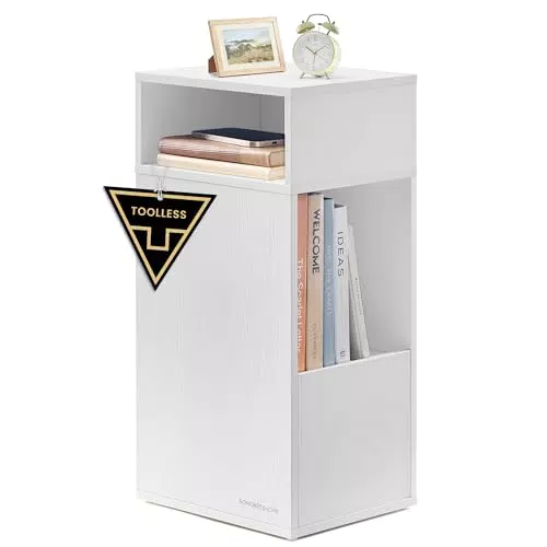 SONGMICS HOME Nachttisch LET911WE01 mit werkzeugloser Montage und Schublade