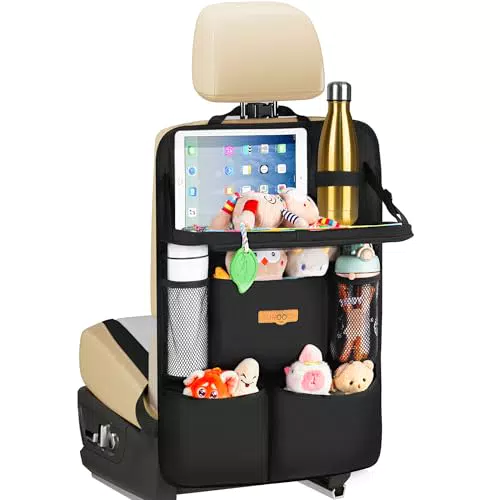 SURDOCA Auto Organizer mit Klapptisch und Tabletfach – Rücksitz Organizer für Kinder