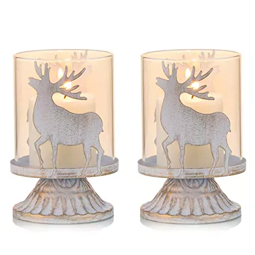 Sziqiqi Kerzenhalter Hirsch Vintage Metall – Weihnachtsdeko für Tisch & Wohnzimmer