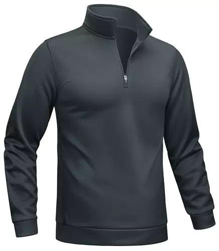 TACVASEN Herren Fleecepullover mit 1/4 Zip – Sportlicher Langarmshirt für Outdoor