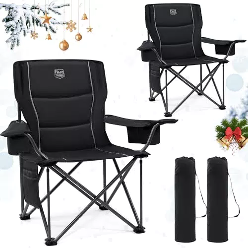 TIMBER RIDGE Campingstuhl Faltbar, Gepolstert mit pipeline Tasche, Bequemer Klappstuhl