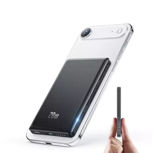 Ultra Slim iPhone Powerbank für Magsafe, Ntaanoo Magnetische Power Bank Induktives Laden 5000mAh