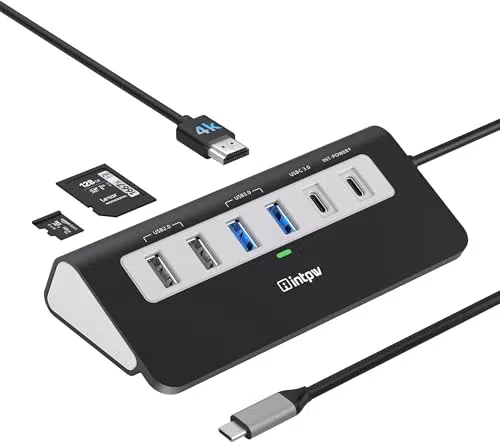 USB C Hub 9-in-1 Adapter mit 4K HDMI, PD 100W, SD/TF Slot für MacBook & iPad