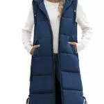 Vancavoo Lange Steppjacke für Damen mit Kapuze – Übergangsjacke für den Winter