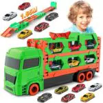 VATOS Transport Truck Spielzeugauto für Kinder ab 3 Jahren – Rennbahn Set
