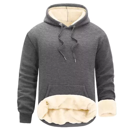 Vijamiy Herren Fleece Hoodie Winterpullover mit Kapuze und Kängurutasche