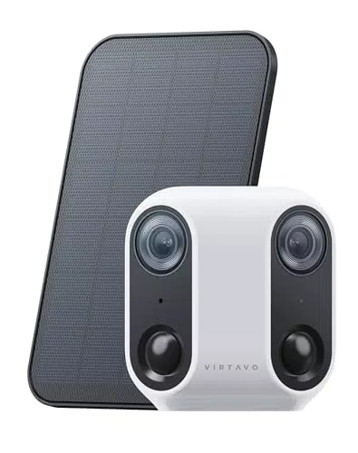 virtavo Überwachungskamera Außen WLAN Solar, Kabellos, Nachtsicht, PIR, 2-Wege Audio