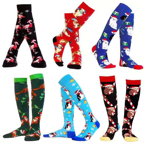 WeciBor Damen Lustige Bunte Socken Gekämmte Neuheit Motive Kniestrümpfe