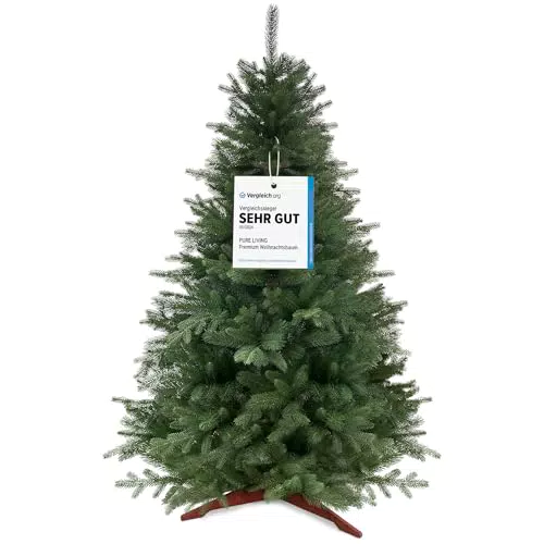Pure Living Künstlicher Weihnachtsbaum naturgetreu mit Holzständer und Tasche