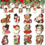 Vintage Holz Weihnachtsbaumschmuck doppelseitig Christbaumschmuck Deko Anhänger