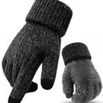 Strickhandschuhe Herren – Warme Touchscreen Winterhandschuhe mit Fleecefutter