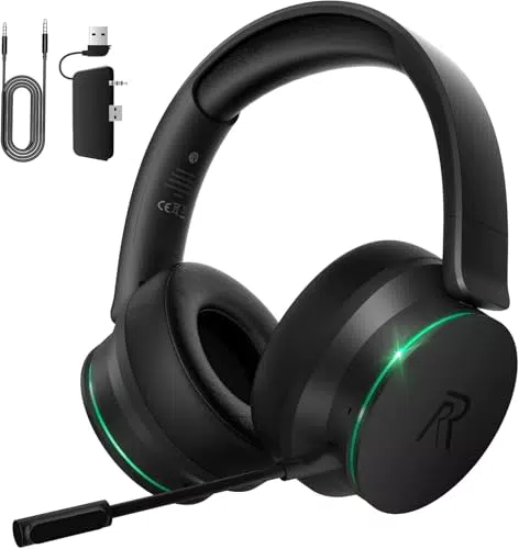 Kabelloses Gaming Headset mit Noise Cancelling, Bluetooth 5.3, 3D-Surround, Mikrofon