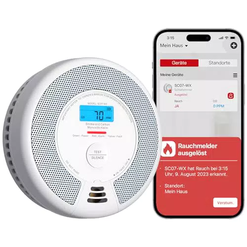 X-Sense SC07-WX WLAN Rauch- und CO-Melder, Smart Kombinationsmelder, App-kompatibel