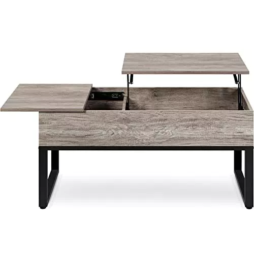Yaheetech Couchtisch mit höhenverstellbarer Platte und verstecktem Stauraum