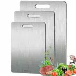 Titan Edelstahl Schneidbrett Doppelseitig Lebensmittelqualität Rutschfest für Küche