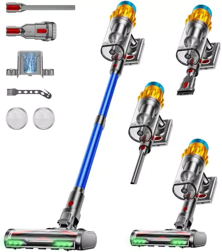 AIDTIPS Akku Staubsauger kabellos mit Anti-Tangle-Bürste für Teppiche & Tierhaare