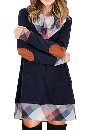 Alaster Queen Damen Winter Strickkleid mit Rollkragen und langen Ärmeln