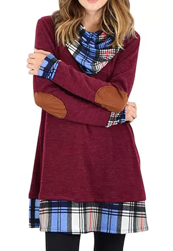 Alaster Queen Damen Strickkleid Winter Langarm High Neck Freizeitkleid Pullover