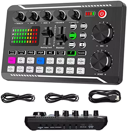 ALLWIN F998 Live Soundkarte mit DJ-Mixer, Audio Interface für Streaming und Gaming
