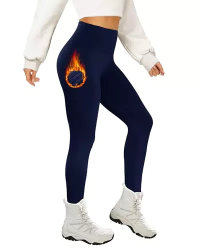 AMIYOYO Thermo Leggings Damen - Gefütterte High Waist Leggings für den Winter