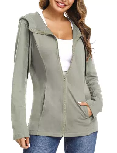 Aottori Damen Sweatjacke aus Baumwolle mit Kapuze – Bequemer Hoodie für Sport
