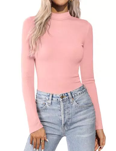 Aottori Damen Langarmshirt Basic Slim Fit Thermo Longsleeve Streetwear Casual