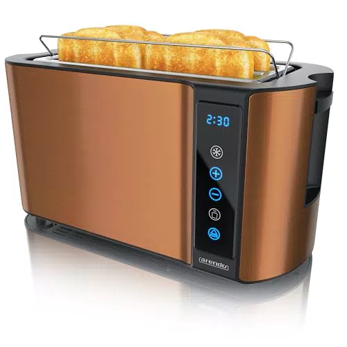 Arendo Edelstahl Langschlitz Toaster 4 Scheiben Mit Touchscreen Und Brötchenaufsatz