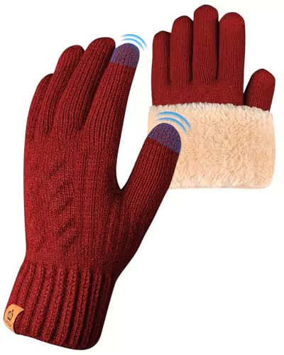 ARFNKIM Damen Winterhandschuhe mit Fleecefutter und Touchscreen-Funktion