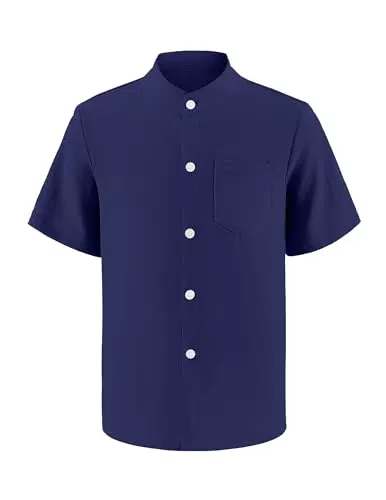 Arshiner Jungen Kurzarm Hemd Button-Down mit Brusttasche für Kinder