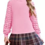 Arshiner Mädchen Langarmshirt mit Blasenärmeln – Eleganter Strickpullover für Kinder