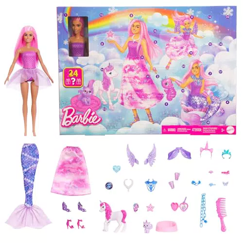 Barbie Adventskalender mit Puppe, Einhorn & magischen Verwandlungen JFL66