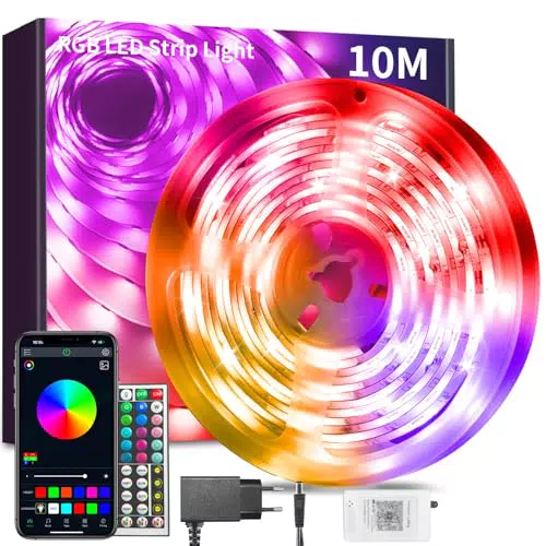 BATHEBRIGHT LED Strip RGB mit Bluetooth, Musik Sync, Timer & Fernbedienung