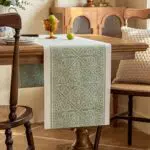 Tischläufer aus Baumwolle-Leinen mit Lotuseffekt, abwischbar, geometrisches Design