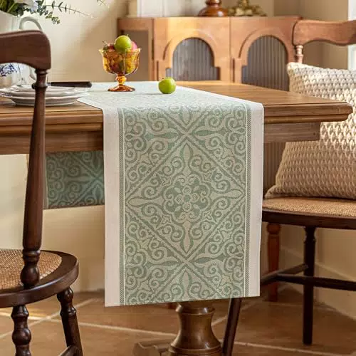 Tischläufer aus Baumwolle-Leinen mit Lotuseffekt, abwischbar, geometrisches Design