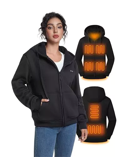 Beheizbarer Hoodie mit 12V Akku – Kapuzenpullover mit 6 Heizzonen für Outdoor